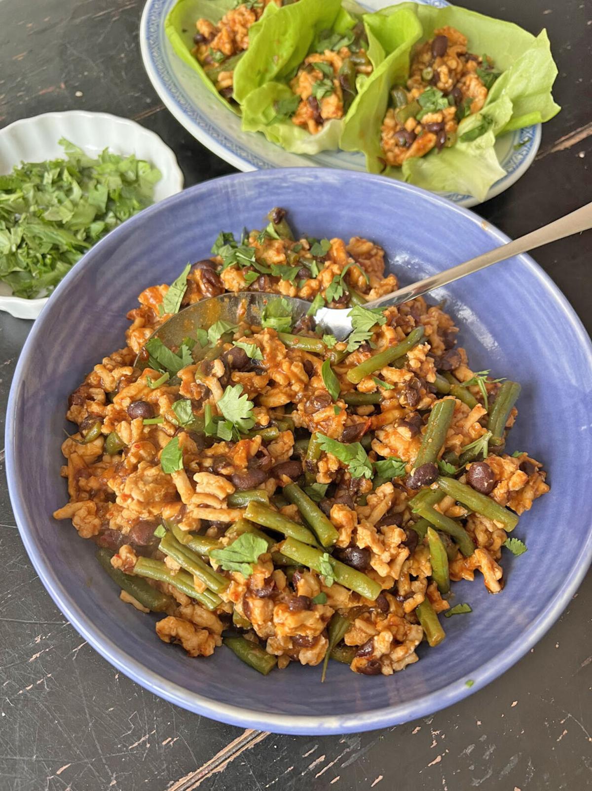Ma Po reinvented with chicken, green beans