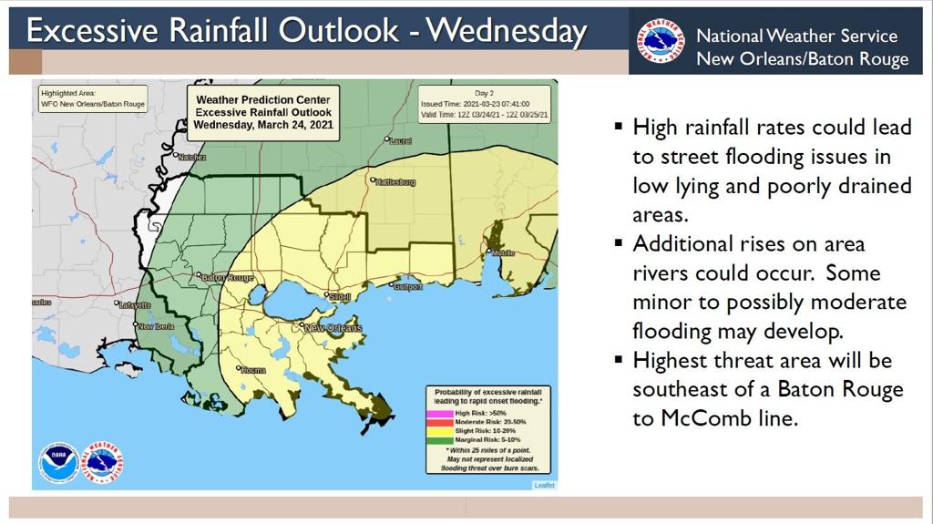 A Look At New Orleans Area Forecast For Wednesday More Rain Possibility Of Tornadoes Weather Nola Com