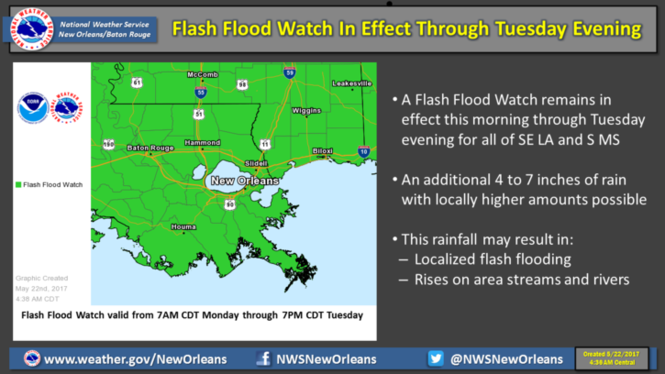 Flash flood watch issued for New Orleans metro area until Tuesday night ...