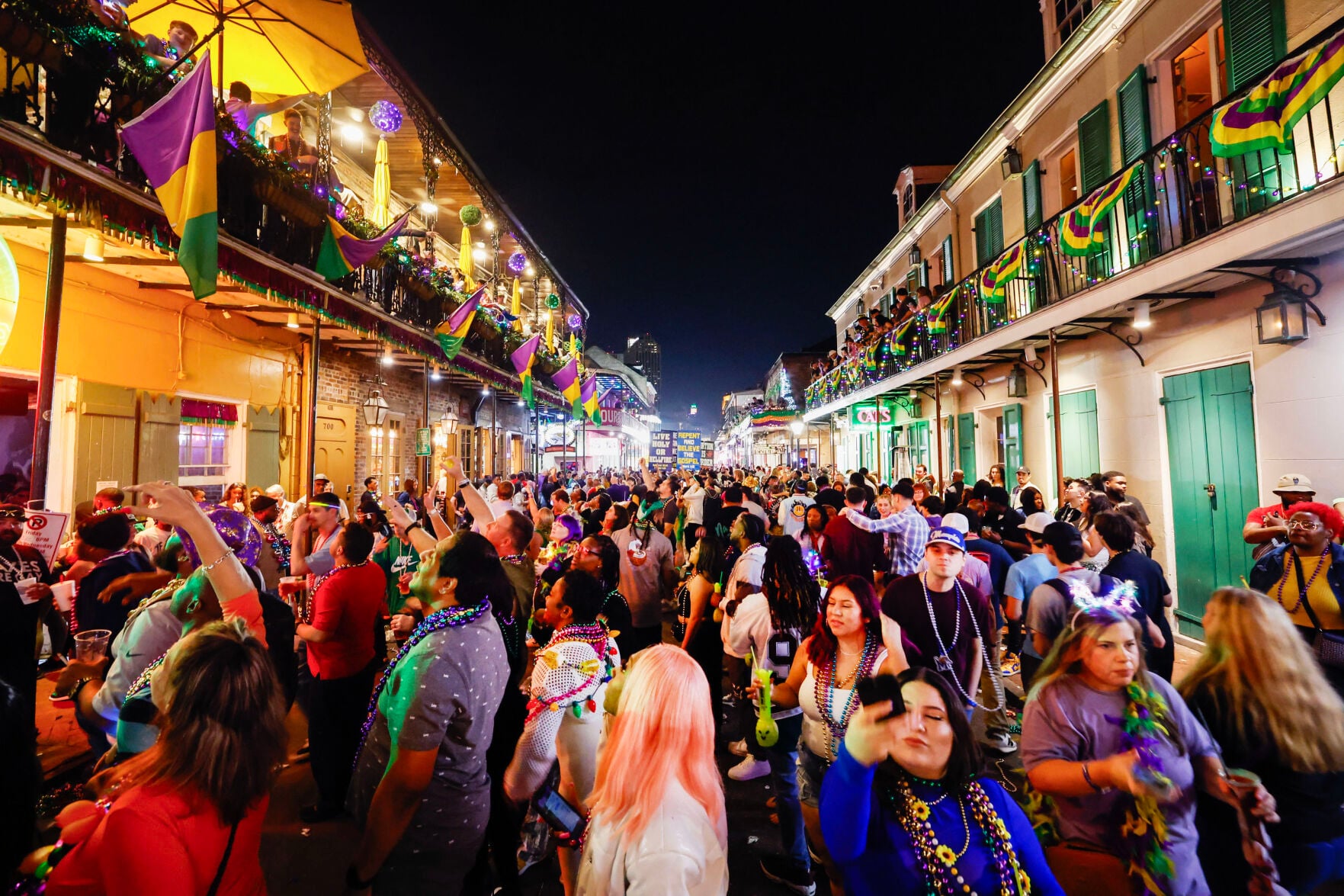Mardi Gras Party Hintergrund New Orleans Bourbon Street – 208 X 150 Cm, Vinyl, Für Fotografie & Dekoration
