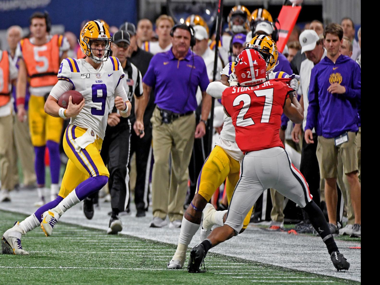 Joe Burrow LSU Tigers Unsigned White Jersey Drop Back Pass