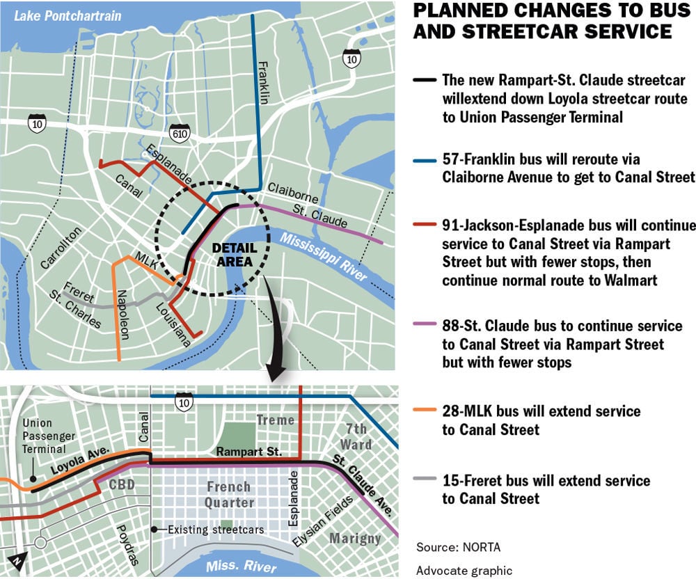 street car map of new orleans Rta Approves Routes For New North Rampart Streetcar Area Bus Lines Nola Com street car map of new orleans