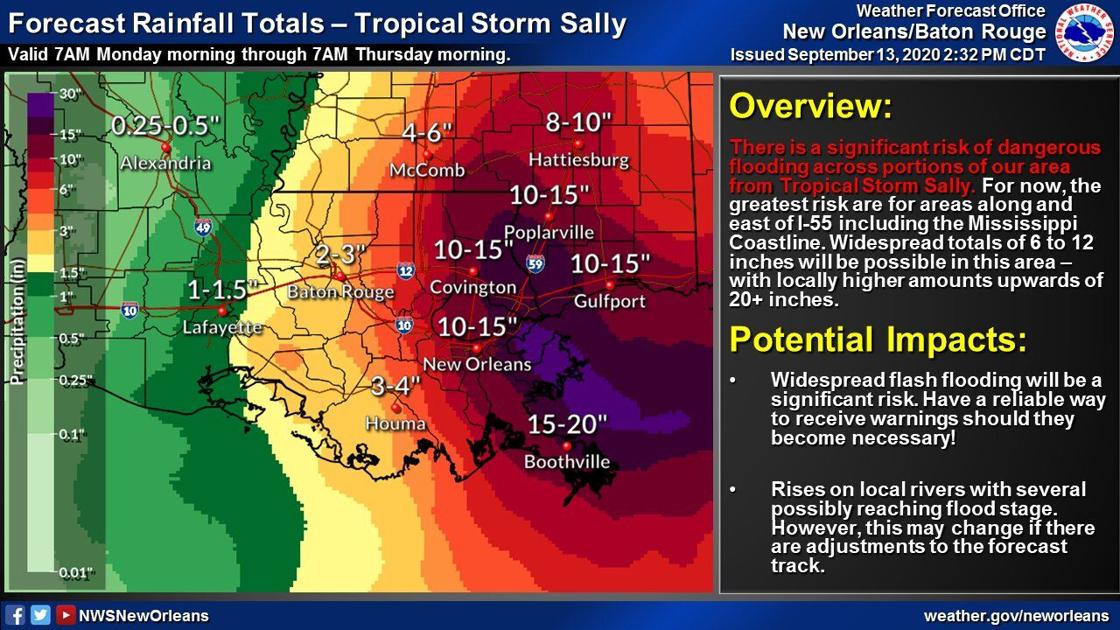 Here S What To Expect From Sally See Wind Rainfall Forecast Parish By Parish Hurricane Center Nola Com