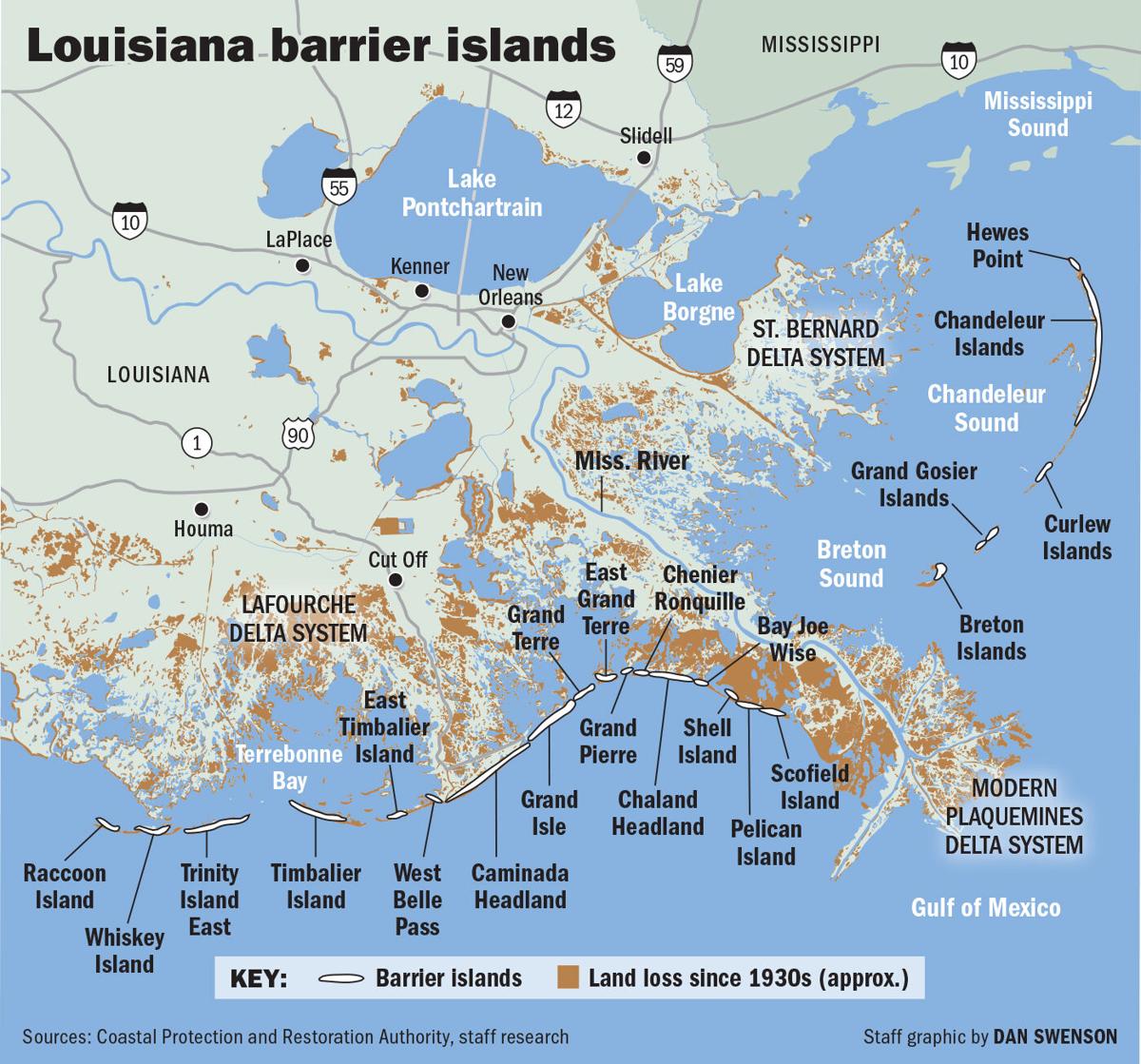 Louisiana barrier islands map