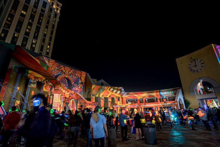 Gallier Hall shines during Luna Fête, light art festival Arts