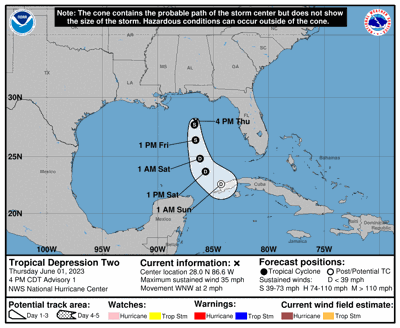 Second tropical depression forms in Northeast Gulf of Mexico