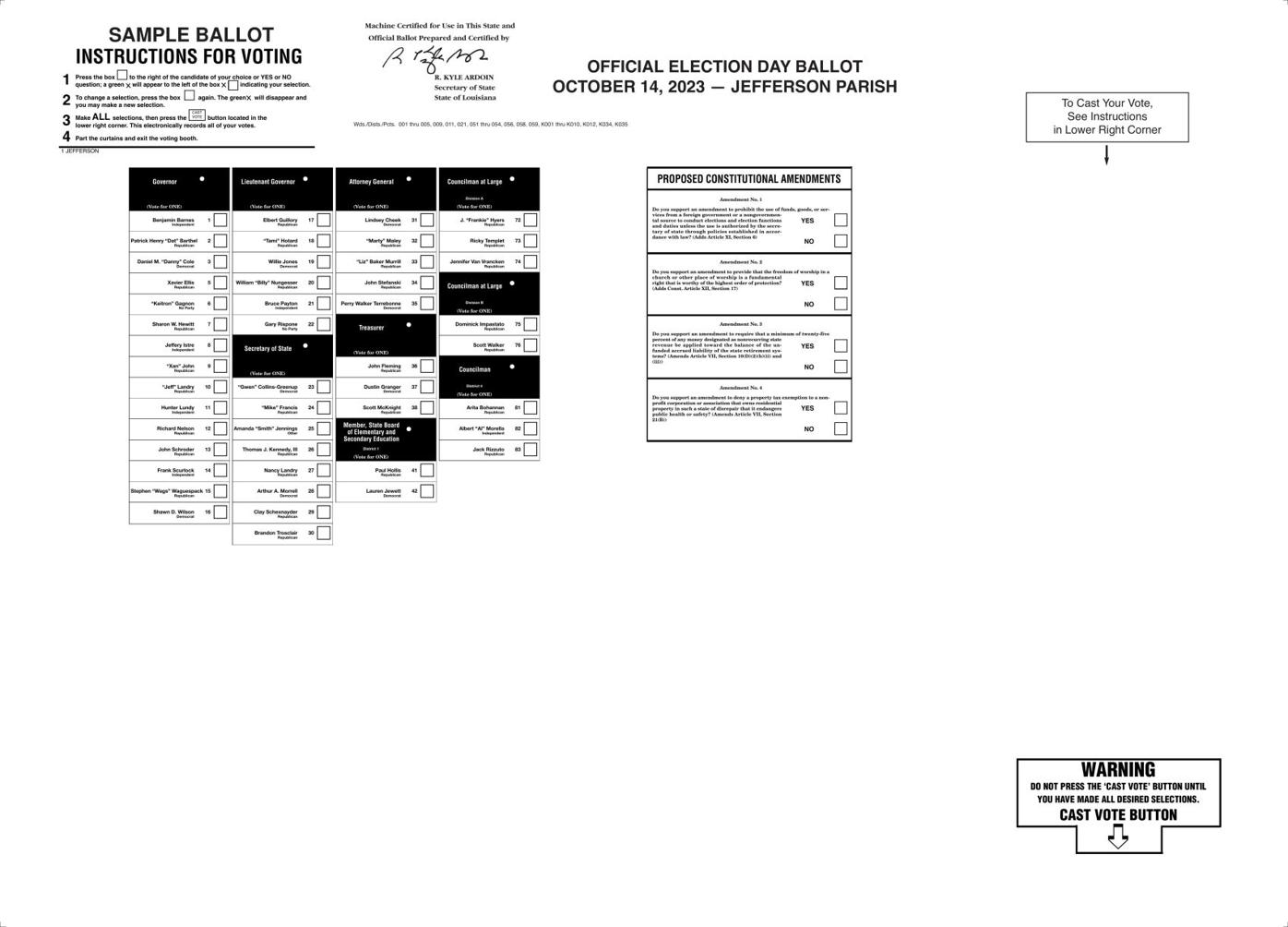 Here's what your election ballot will look like in New Orleans and