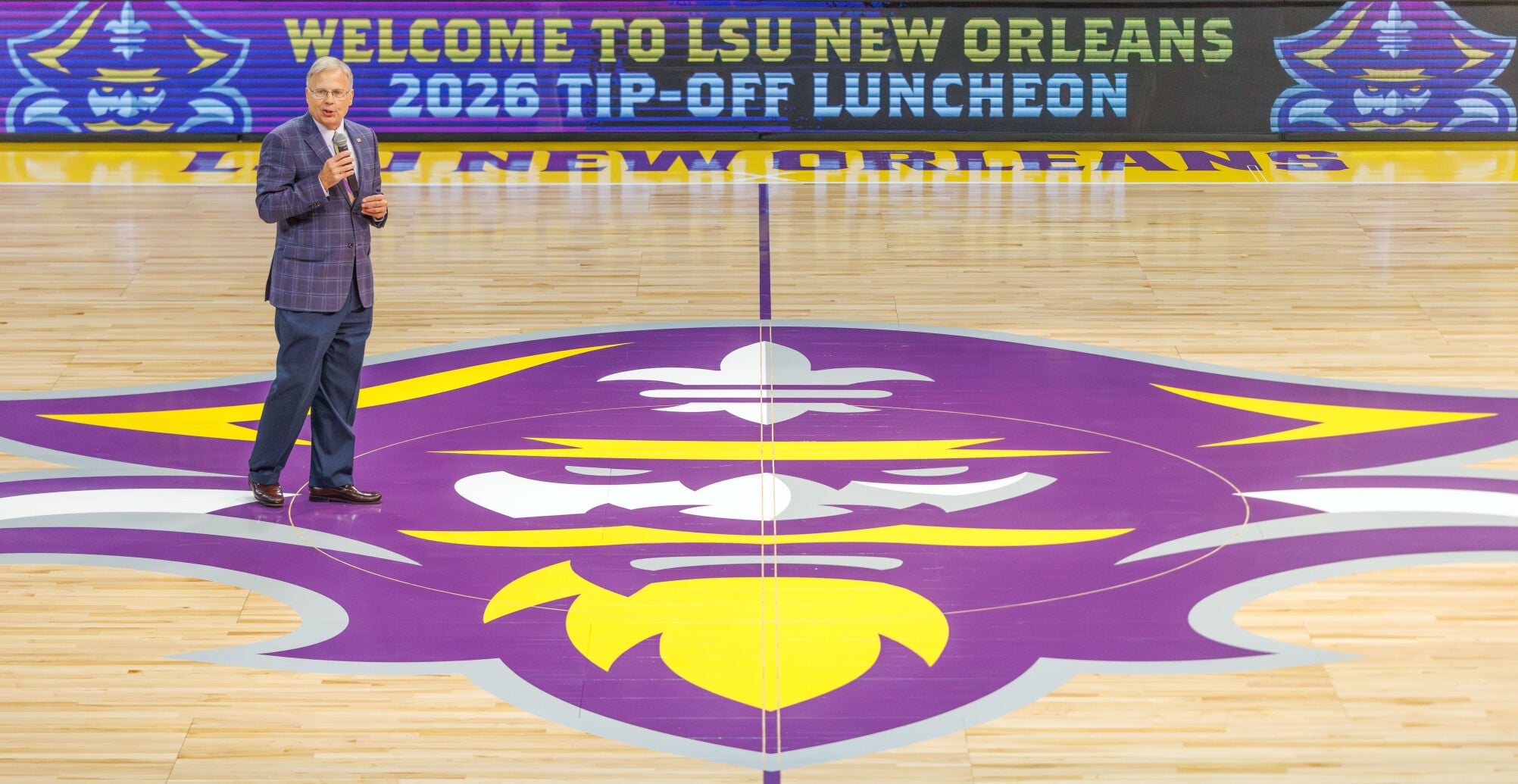 nola.com - Spencer Urquhart - LSU New Orleans unveiled a new basketball court featuring its new purple and gold look