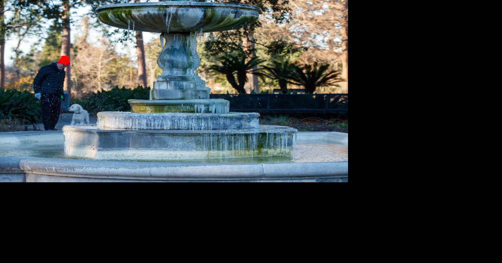 Photos of frozen fountains in New Orleans