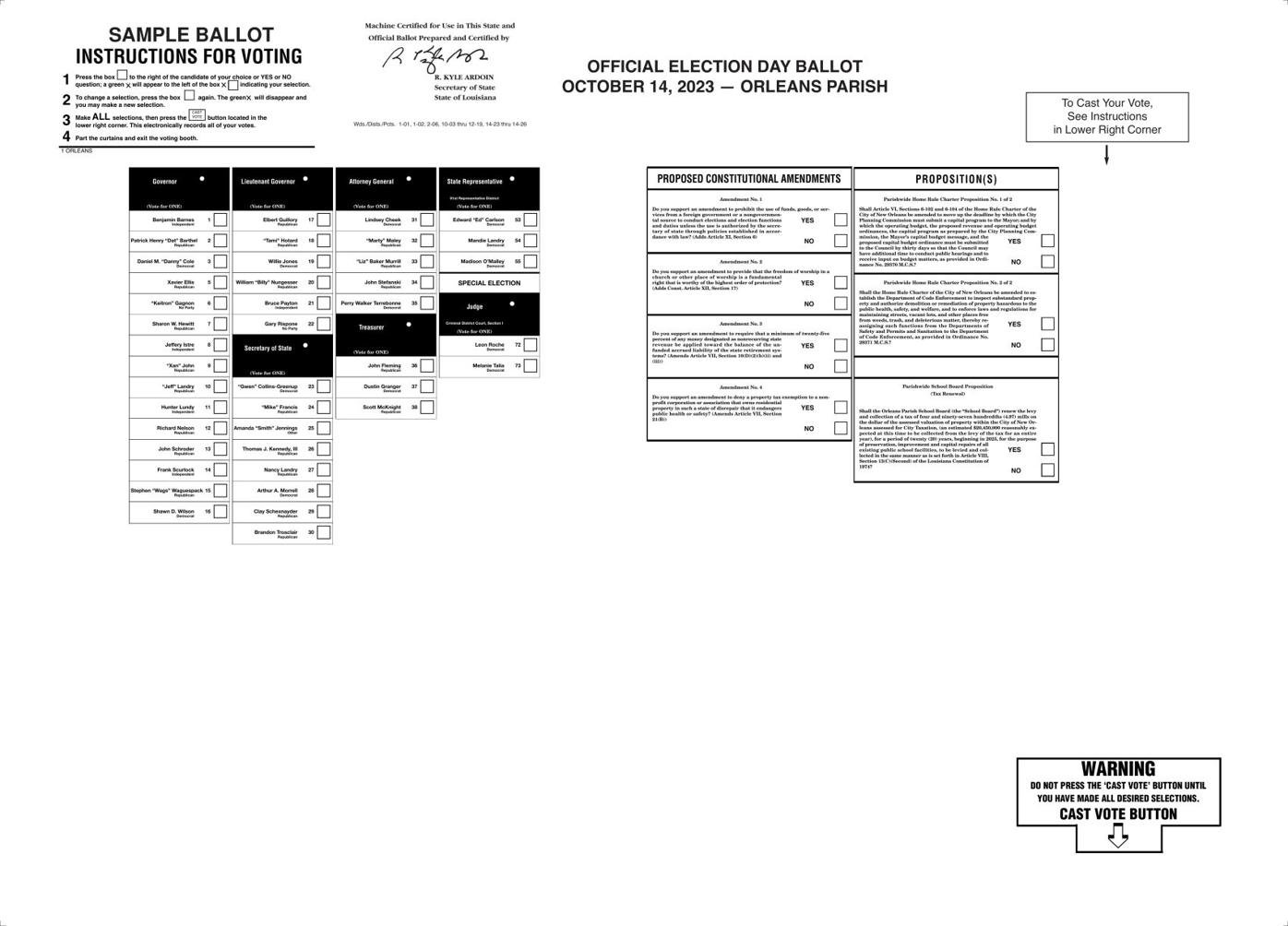 Here's what your election ballot will look like in New Orleans and Jefferson Parish Local