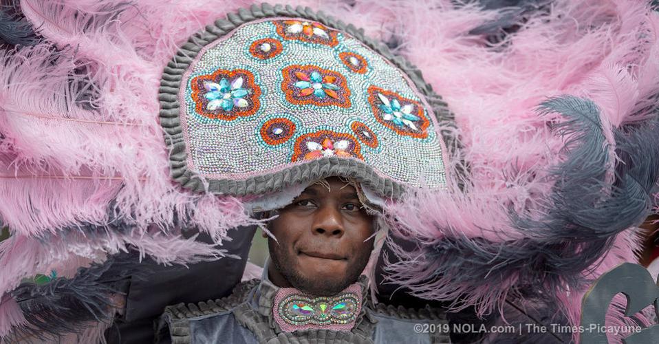 Mardi Gras Indians meander through Central City in New Orleans on Super Sunday 2019