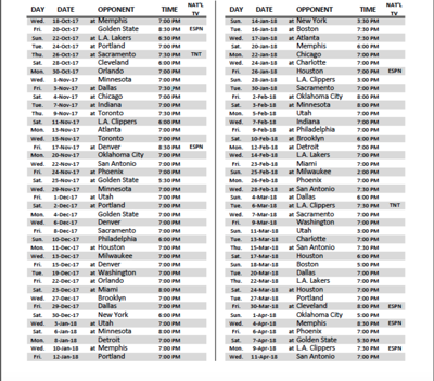 New Orleans Pelicans Release 2017 18 Schedule Pelicans Nola Com