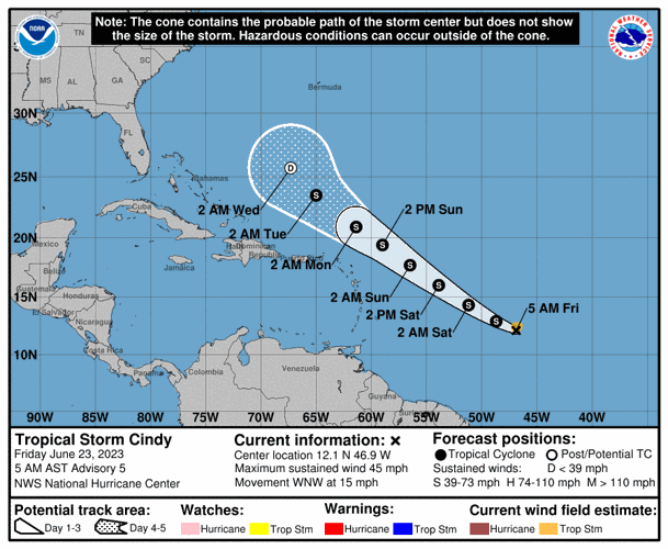 As Bret weakens, Tropical Storm Cindy gains in Atlantic Hurricane