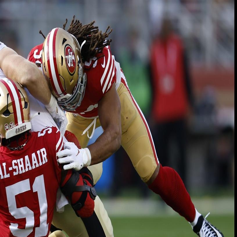 San Francisco 49ers outside linebacker Azeez Al-Shaair (51) is