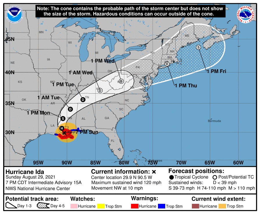 Hurricane Ida Weakening Still Dangerous Category 3 Moving Inland In Louisiana See Path Hurricane Center Nola Com