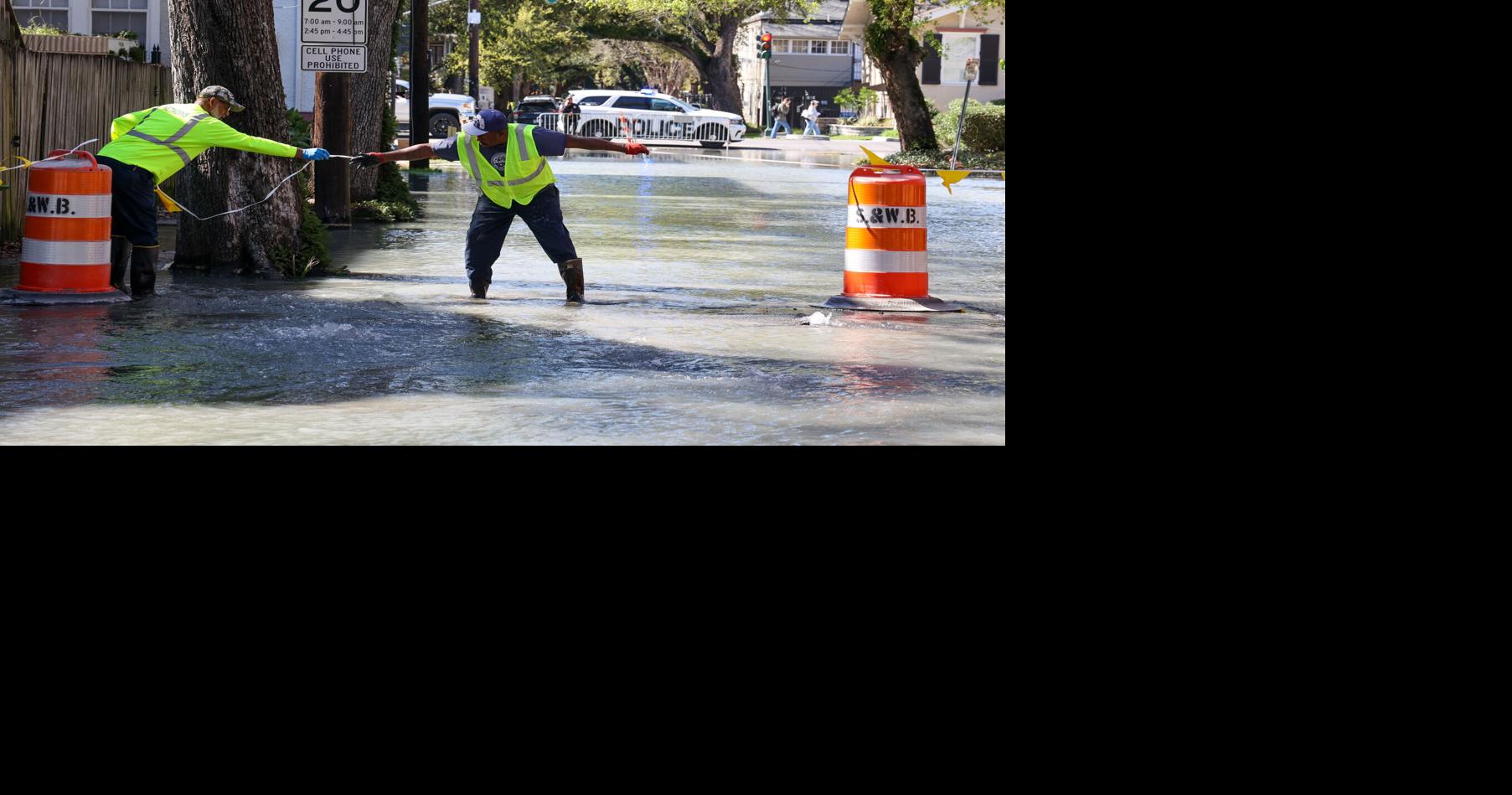See the water main break on Willow St. near the Tulane campus in New Orleans
