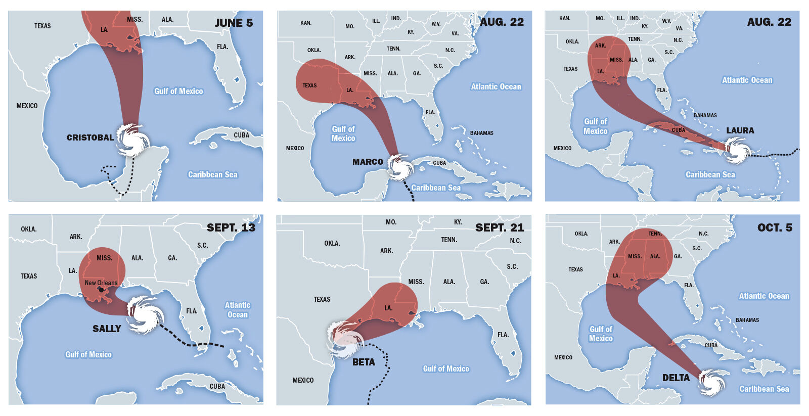 During A Busy 2020 Hurricane Season, Louisiana Has Been In The 'cone Of ...