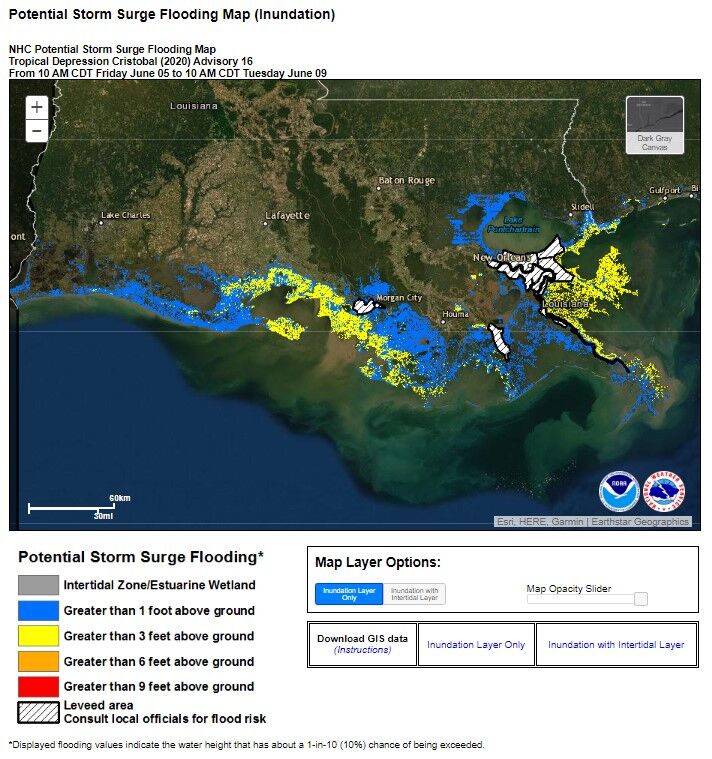 Metro New Orleans under tropical storm, surge watches; 412 inches of