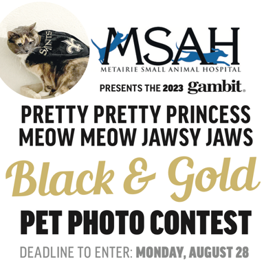 "Pretty Pretty Princess Meow Meow Jawsy Jaws Black & Gold Pet Photo Contest” Presented by Metairie Small Animal Hospital