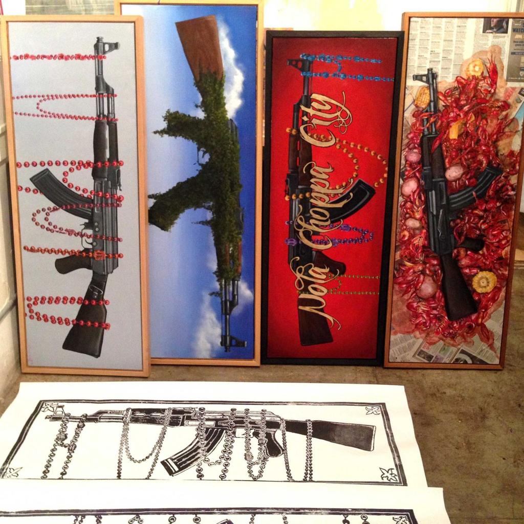 Conceptual artist/cop Charlie Hoffacker displays Mardi Gras machine gun  prints Saturday | Arts | nola.com, image size:1024x1024