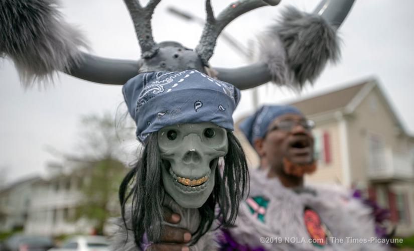 Mardi Gras Indians meander through Central City in New Orleans on Super Sunday 2019