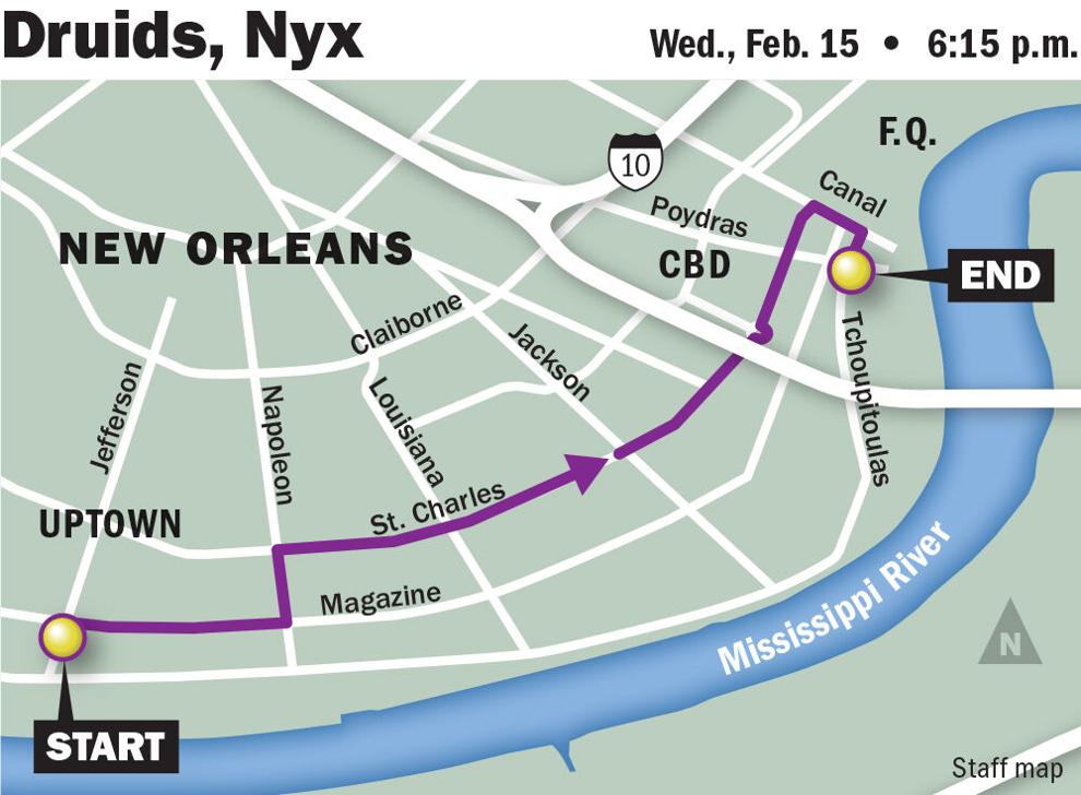 Druids, Nyx parades Schedule, routes and how to watch Mardi Gras