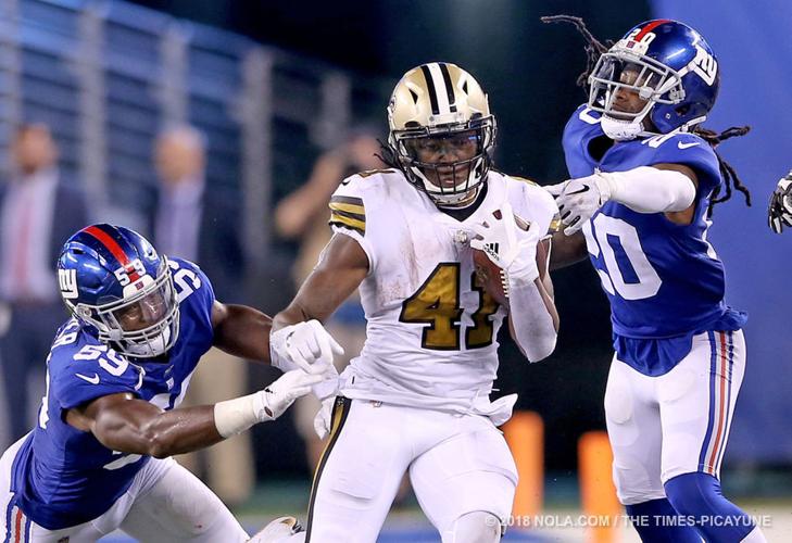 New Orleans Saints Demario Davis sacks New York Giants Eli Manning in the  3rd quarter in week 4 of the NFL season at MetLife Stadium in East  Rutherford, New Jersey on September