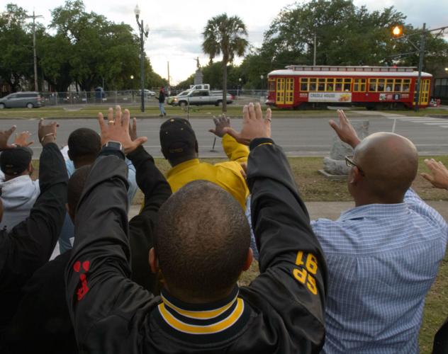 AfricanAmerican fraternity holds prayer vigil at Jefferson Davis statue, calls for removal