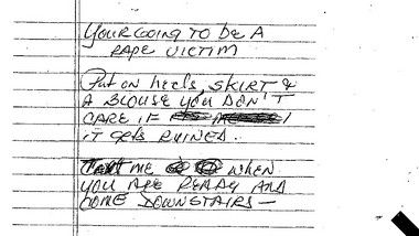 Note was part of 'rape-fantasy game' with then-wife, St. Bernard