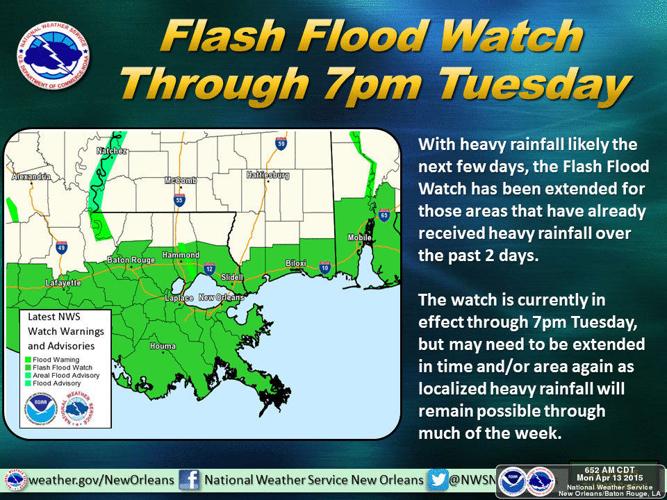 Flash flood watch continues through Tuesday evening for New Orleans ...