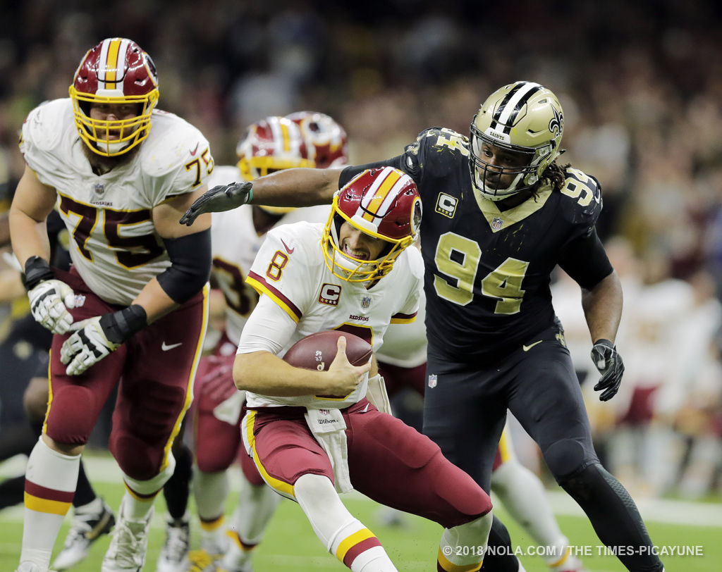 New Orleans Saints defensive end Cameron Jordan (94) warms up before an NFL  football game in New Orleans, Sunday, Sept. 10, 2023. (AP Photo/Gerald  Herbert Stock Photo - Alamy