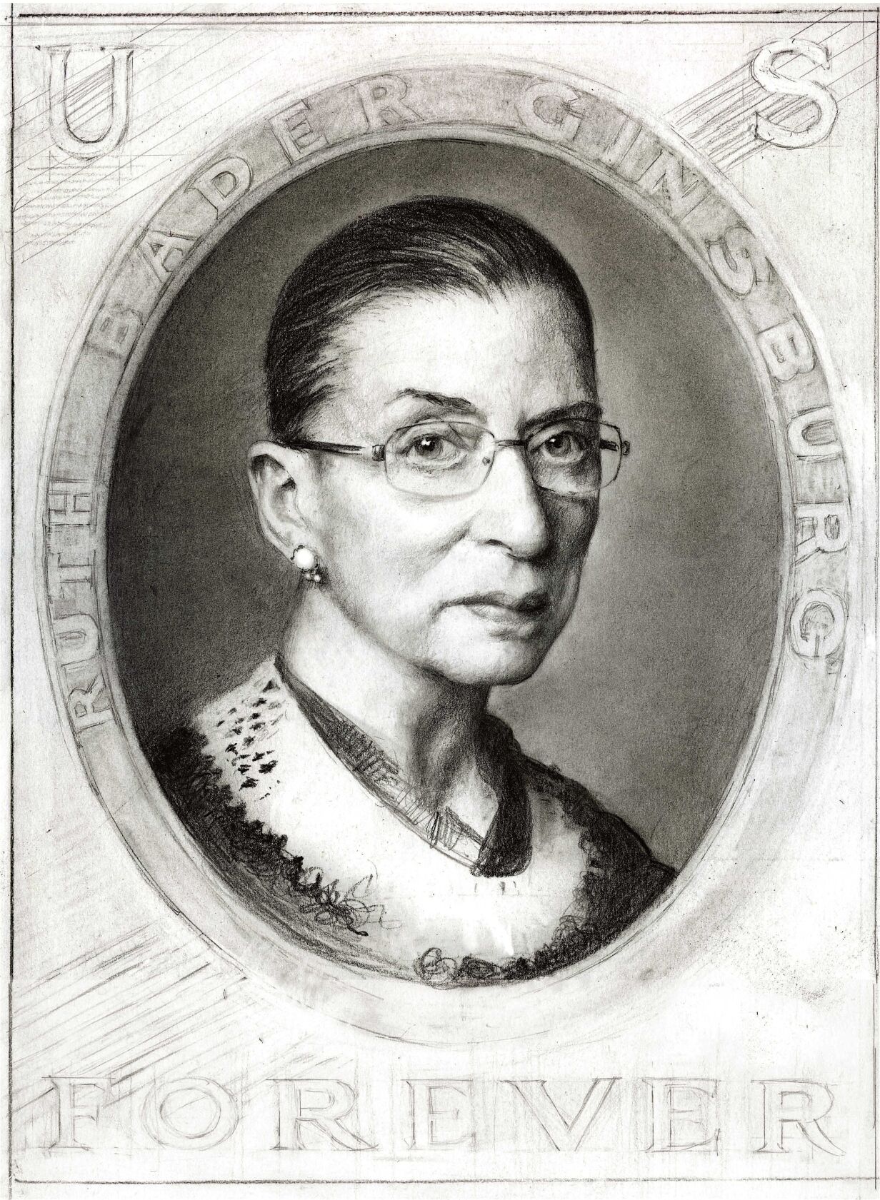 Here's the story of the portrait behind Ruth Bader Ginsburg's postage stamp