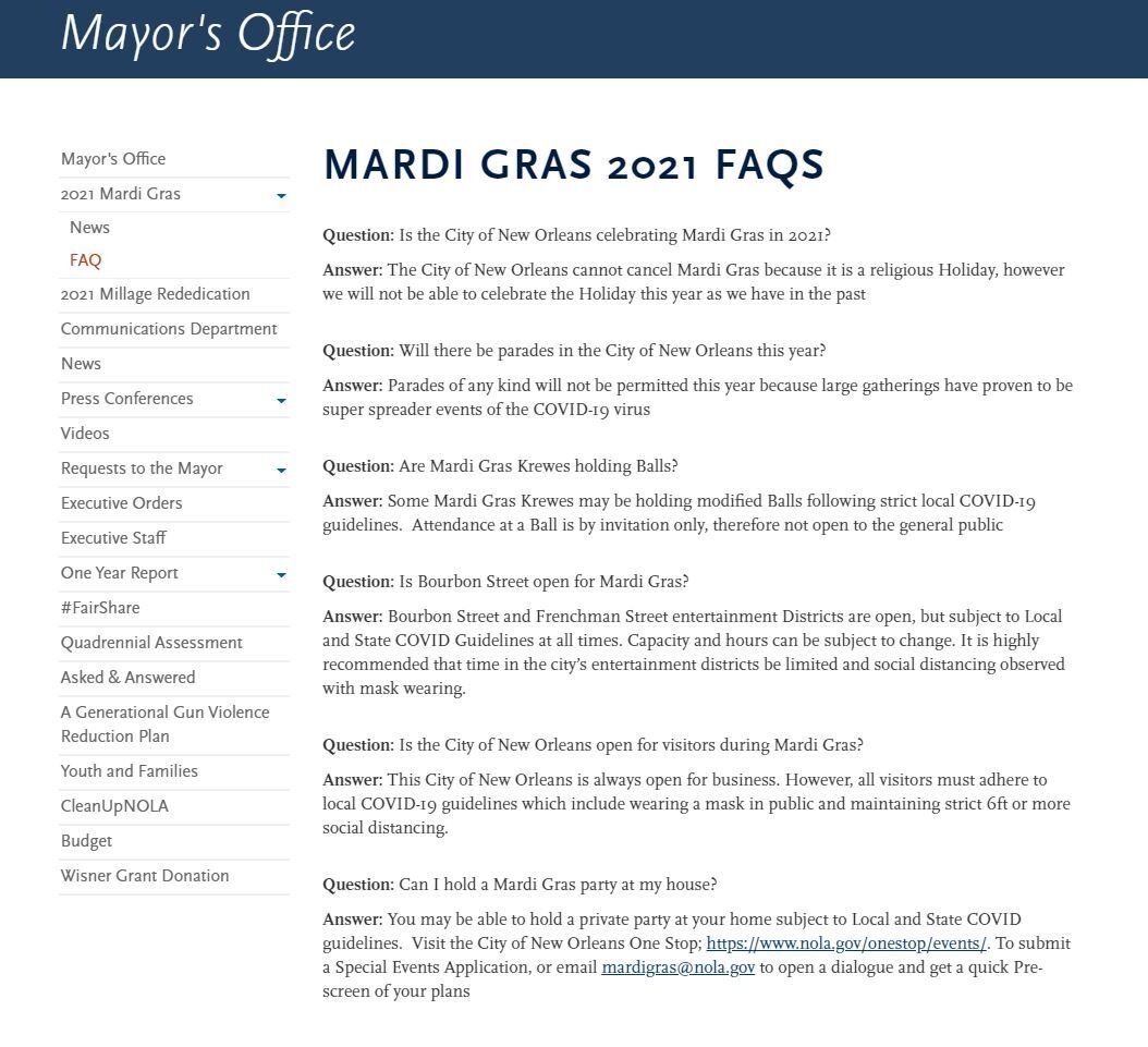 Visitor FAQS for New Orleans
