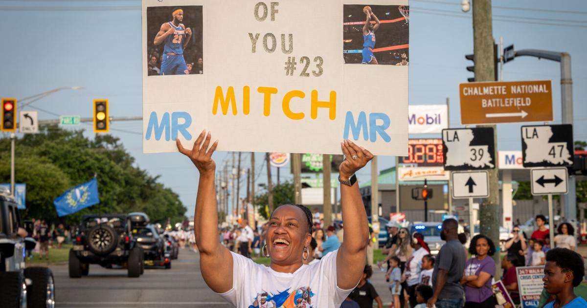 St. Bernard Parish celebrates their first-ever NBA Championship winner Mitchell Robinson