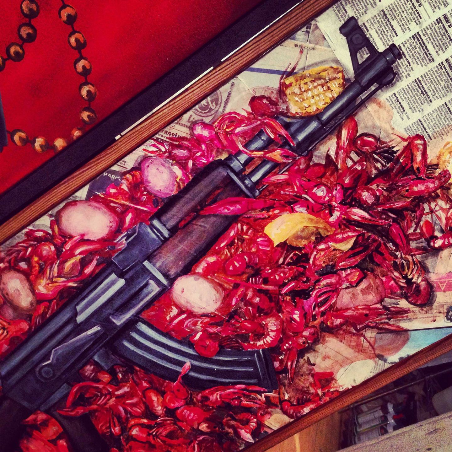 Conceptual artist/cop Charlie Hoffacker displays Mardi Gras