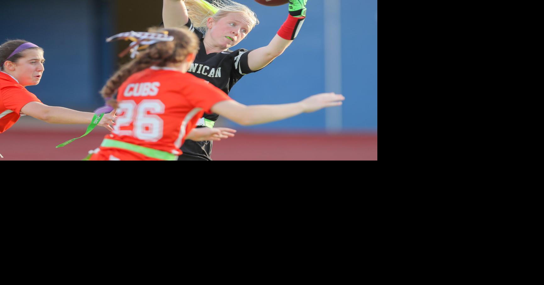 The first Mount Carmel-Dominican flag football game included an impressive touchdown catch