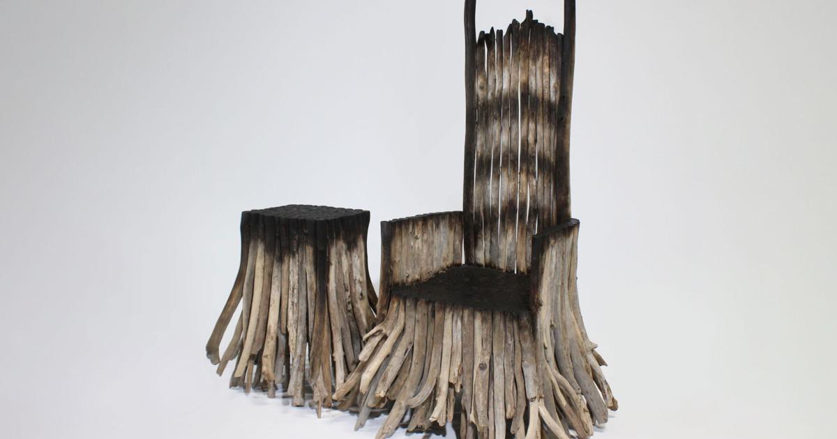 A chair made of driftwood recalls the ghost forests of dying swamp trees |  Art| Roadsleeper.com