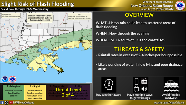 Flash flood warning issued for parts of Orleans, Jefferson | Weather ...