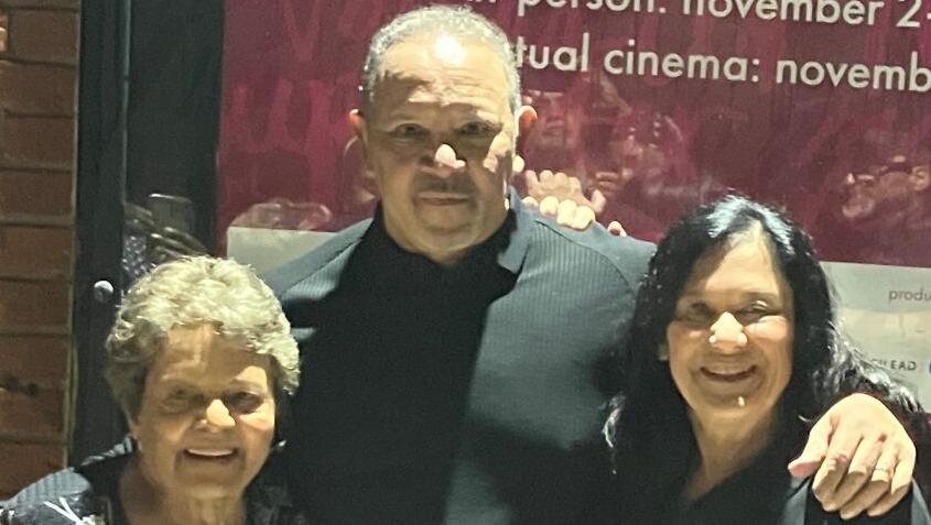 Marc Morial with Sybil Morial, Barbara Koppell outside Prytania Uptown