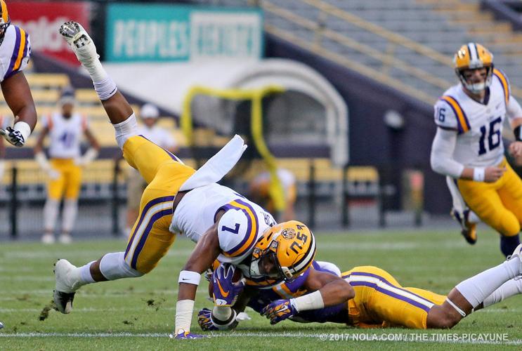 LSU spring game called for lightning delay; game completed indoors Sports
