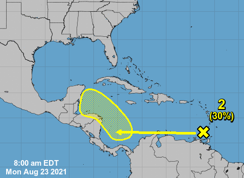 Tropical disturbance caribbean 7am Aug 23