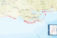 Beach erosion from Hurricane Marco