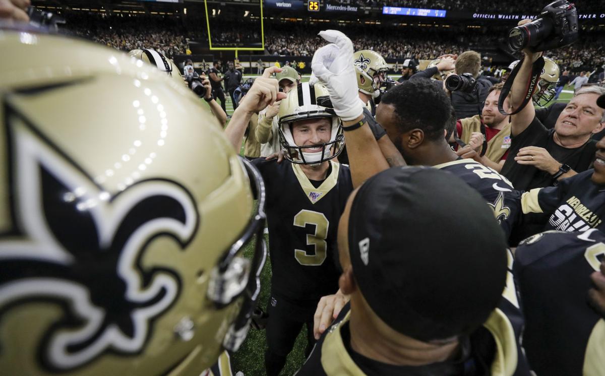 Saints Wil Lutz Celebrates Winning Field Goal Against