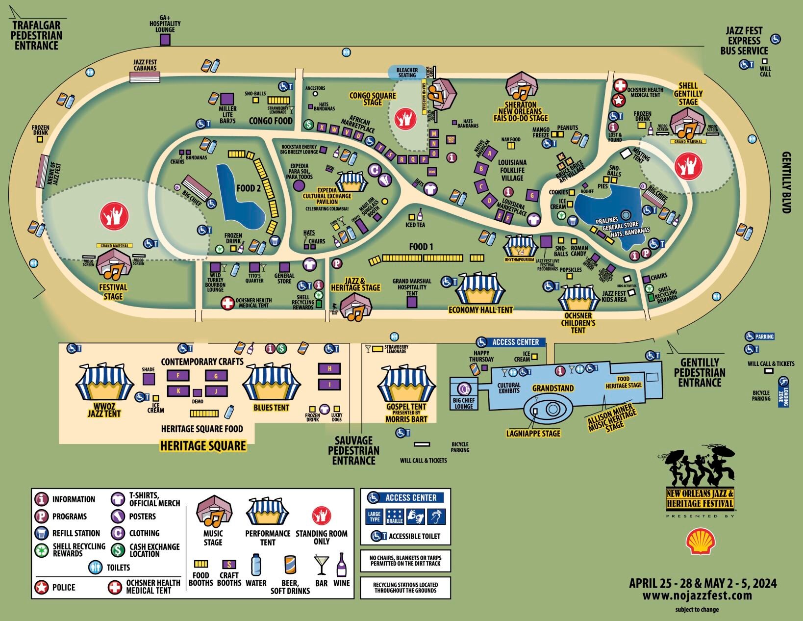 Jazz Fest 2024 map and daily schedule cubes Jazz Fest