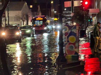 Parts of the Central Business District streets are flooded after heavy rains