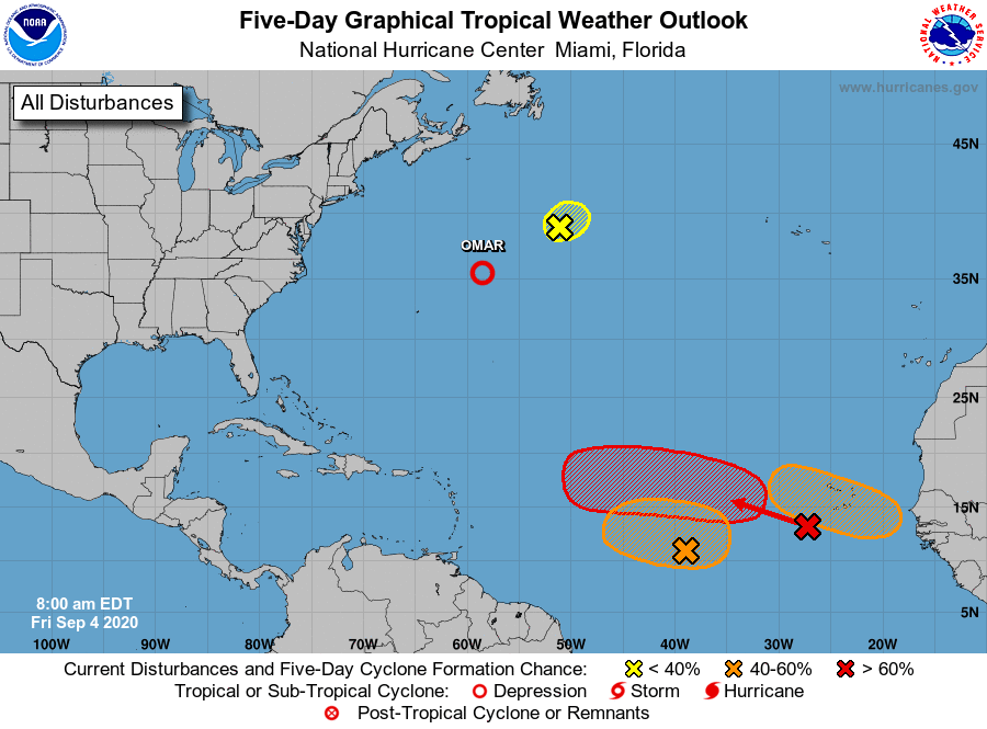 Hurricane Center Tracking 5 Disturbances In Atlantic Including Tropical Depression Omar Hurricane Center Nola 