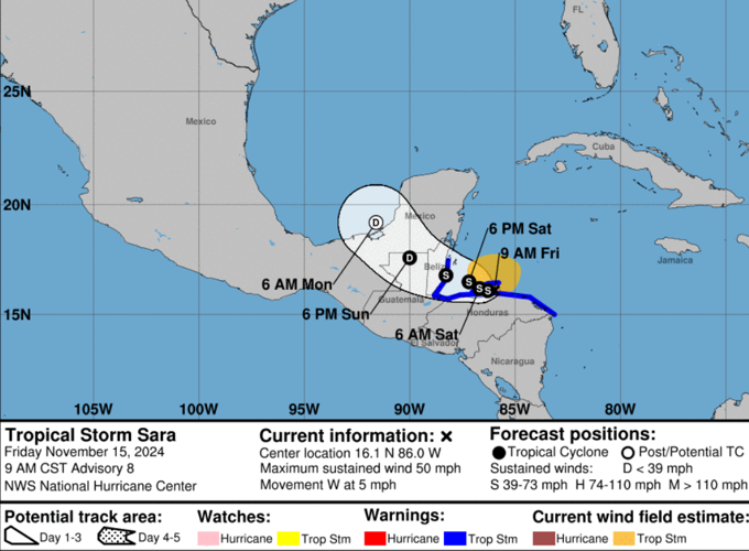 Tropical Storm Sara to dissipate over Yucatan Pennisula | Hurricane ...