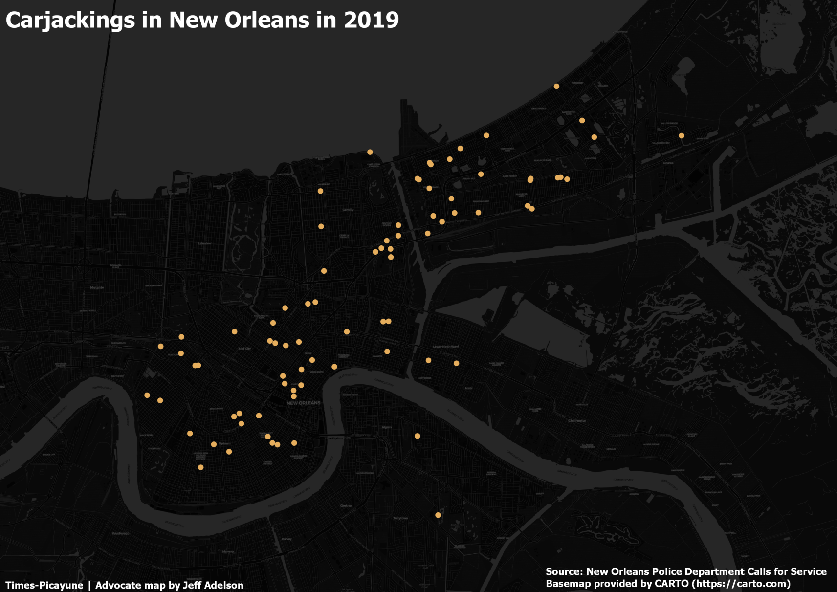 This Map Shows How A Wave Of Carjackings Hit All Areas Of New Orleans ...