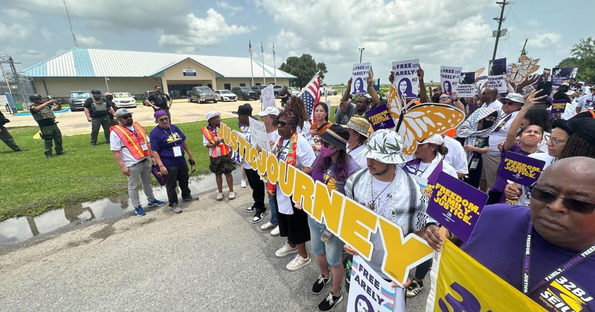 Hundreds protest Louisiana ICE facilities as a union targets 'detention alley'