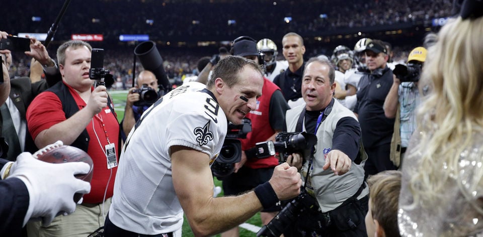 See The Hall Of Fame Display With Drew Brees' Uniform, Ball From Record ...